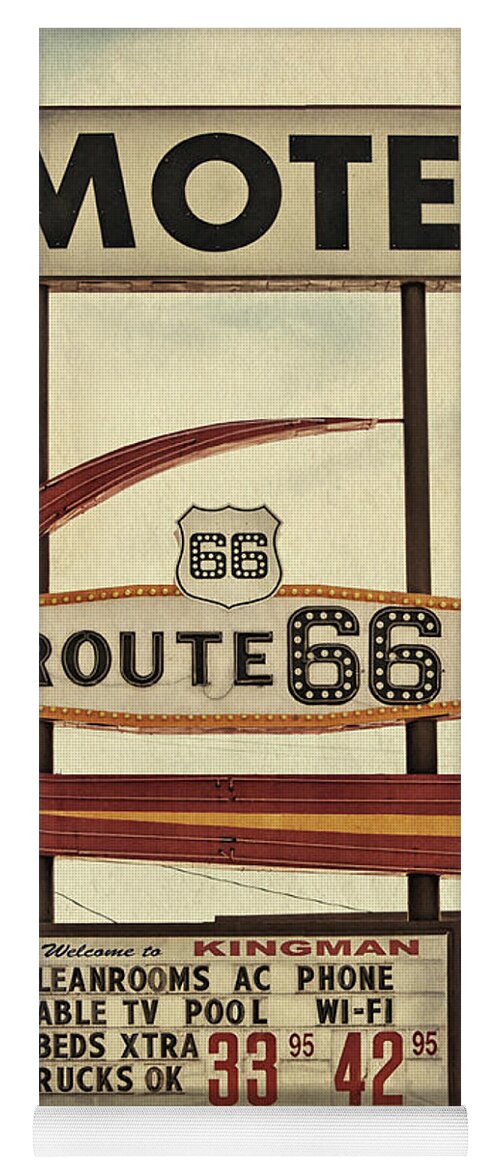 Route 66 Yoga Mat featuring the photograph Route 66 Motel in Kingman, Arizona by Tatiana Travelways