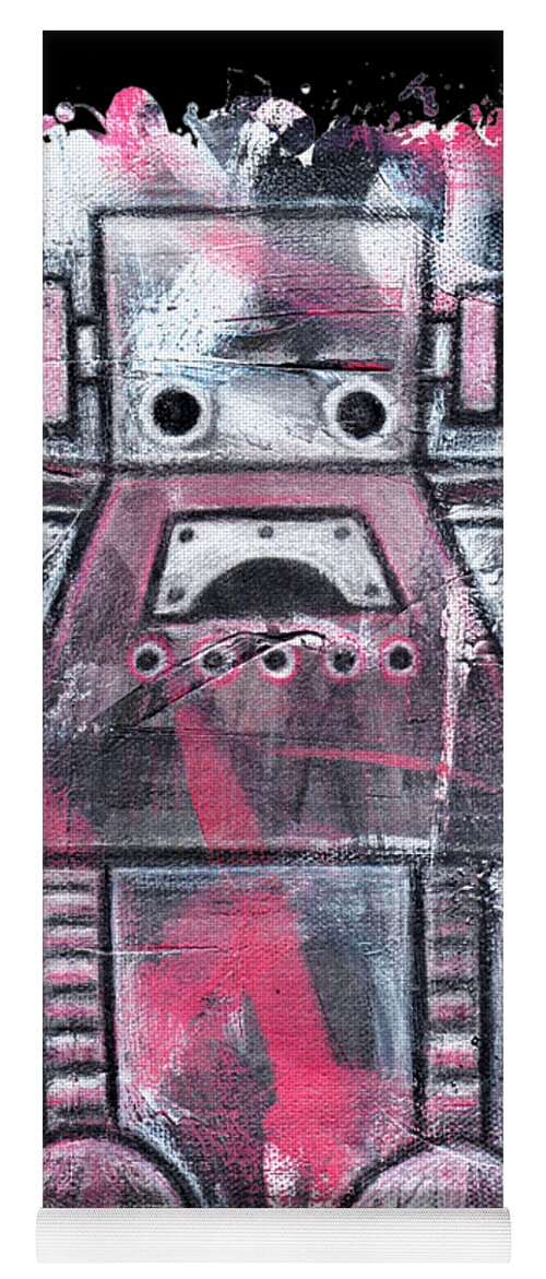Robot Yoga Mat featuring the painting Ruby Robot Graphic by Roseanne Jones