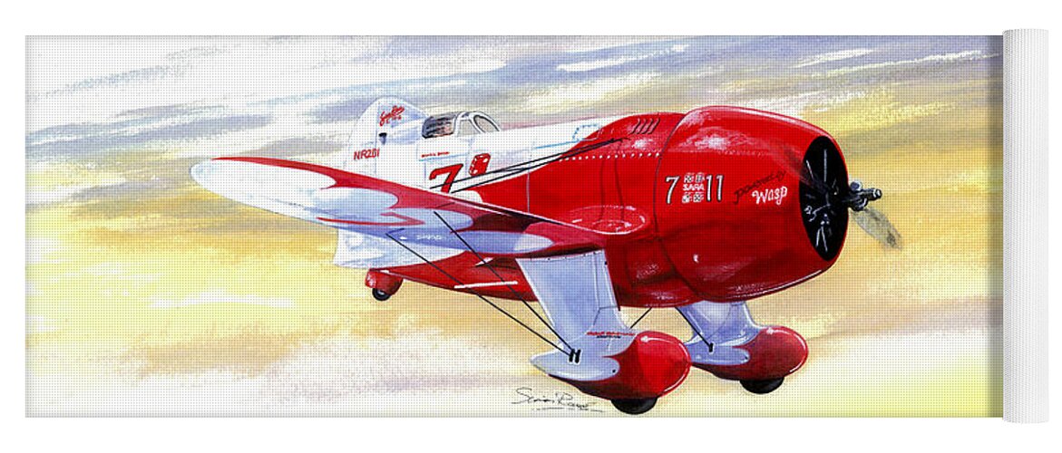 Granville Yoga Mat featuring the painting Russell Thaw's Gee Bee R2 by Simon Read