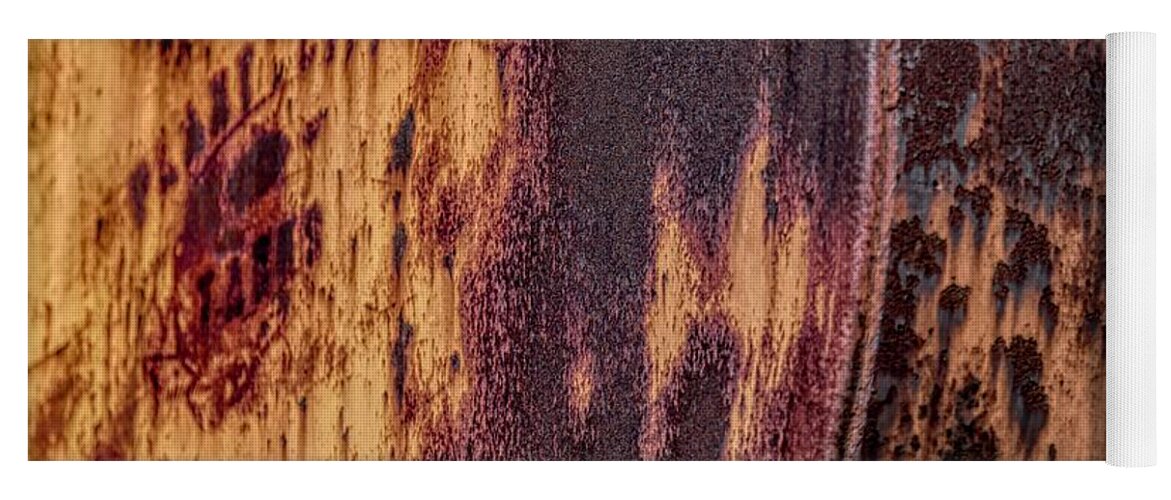Abstract Yoga Mat featuring the photograph Rusty Gold by T Lynn Dodsworth