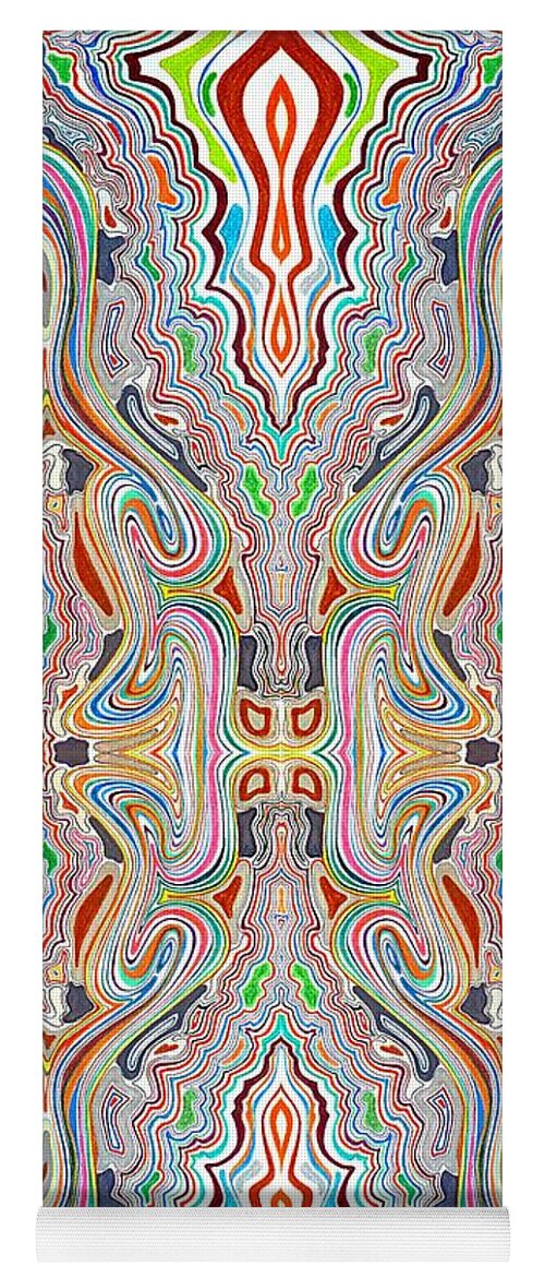 Red Drawing Yoga Mat featuring the mixed media Rhythm and Flow by David Neace CPX