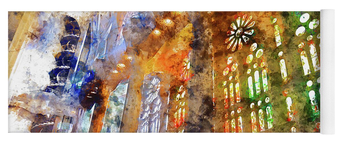 Sagrada Familia Yoga Mat featuring the painting Sagrada Familia - 26 by AM FineArtPrints