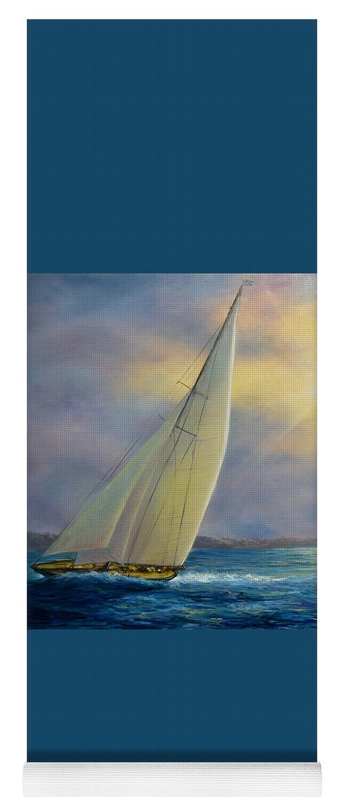 Sailboat Yoga Mat featuring the painting Sailing at Sunset by Lynne Pittard
