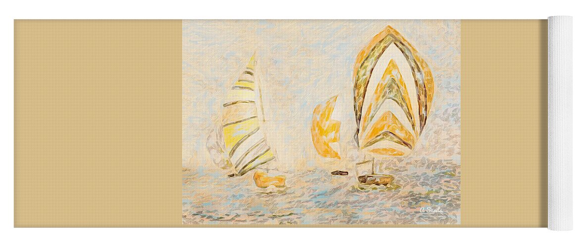 Sails Yoga Mat featuring the digital art Sails Abstract by Anne Sands