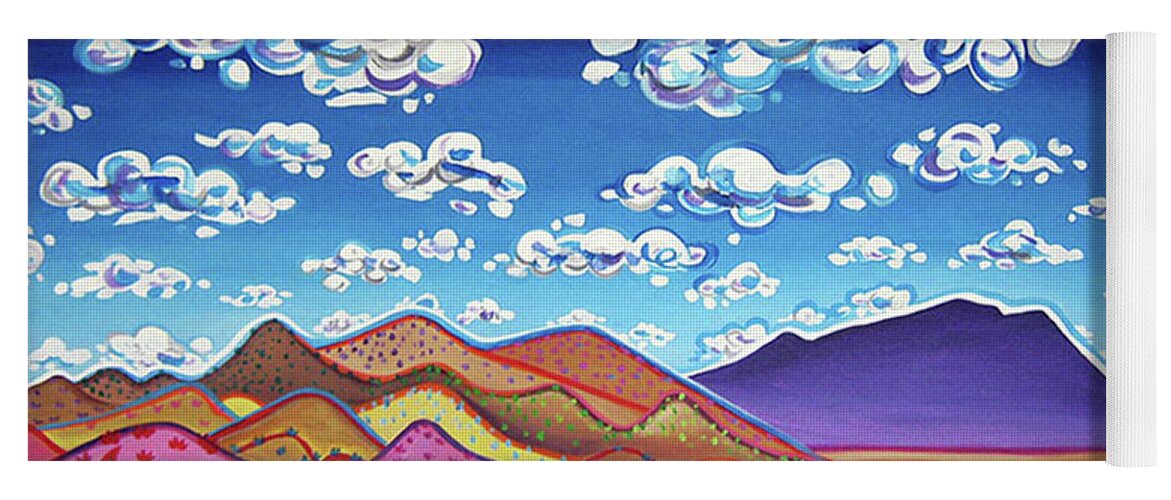 Rachel Houseman Yoga Mat featuring the painting Sandia CloudScape by Rachel Houseman