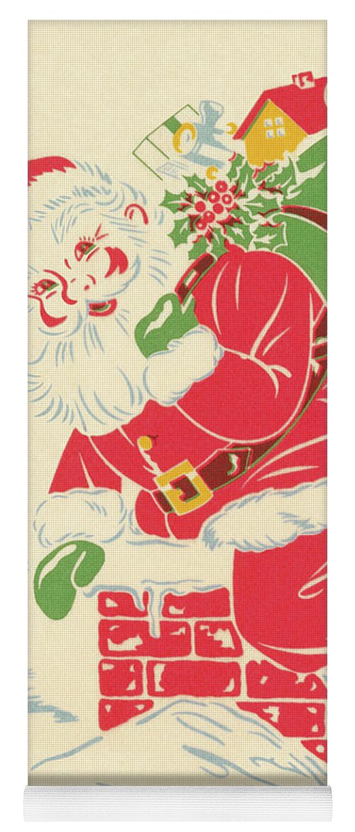 Adult Yoga Mat featuring the drawing Santa Going Down Chimney by CSA Images