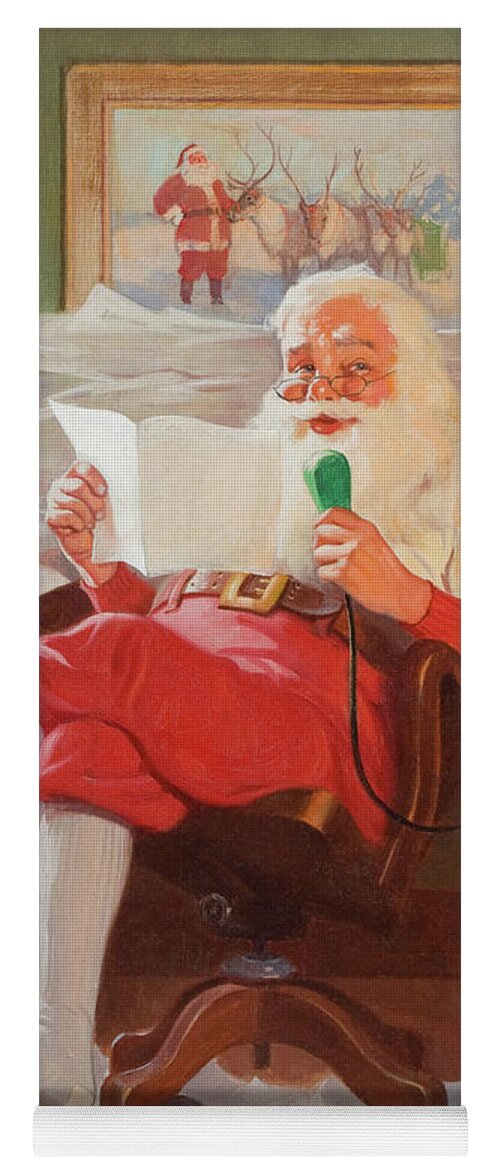Christmas Yoga Mat featuring the painting Santa Reading Christmas Letters by John Newton Howitt