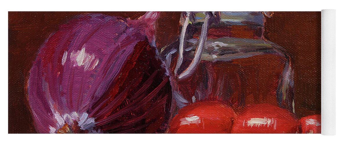 Red Onion Yoga Mat featuring the painting Savory Still by Trina Teele