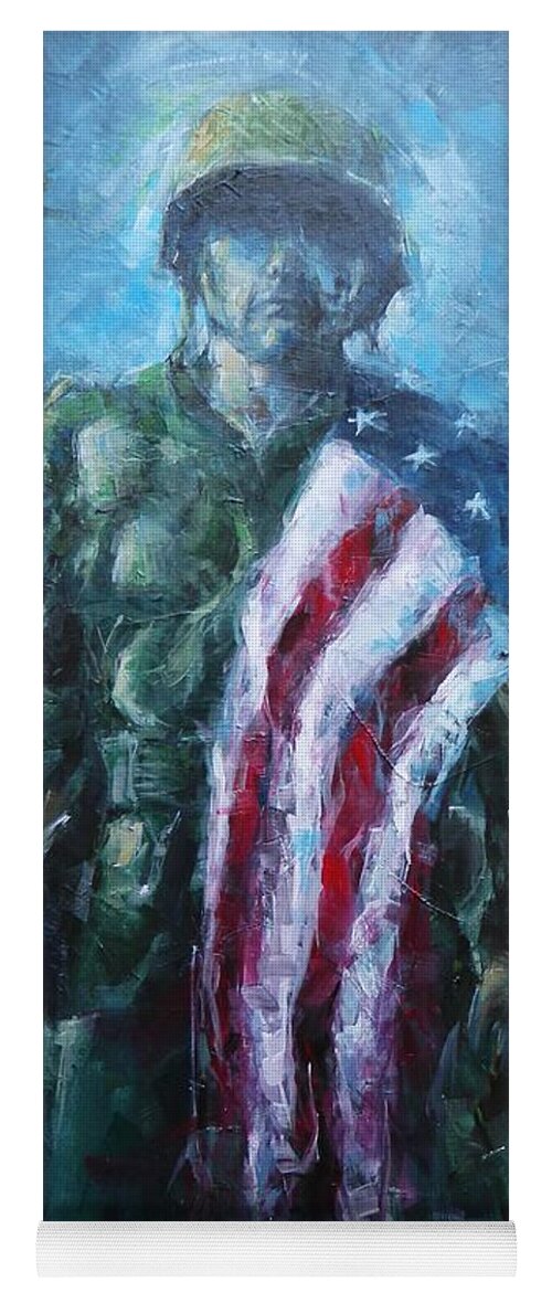Soldier Yoga Mat featuring the painting Scars and Bars by Dan Campbell