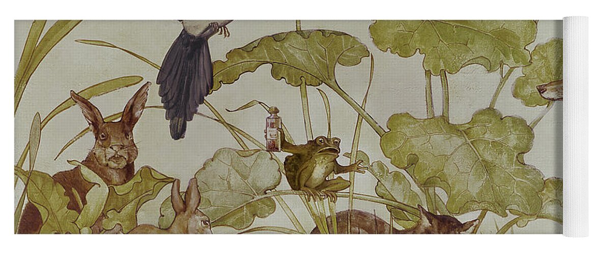 Aesop Yoga Mat featuring the painting Scene from Aesops Fables by English School