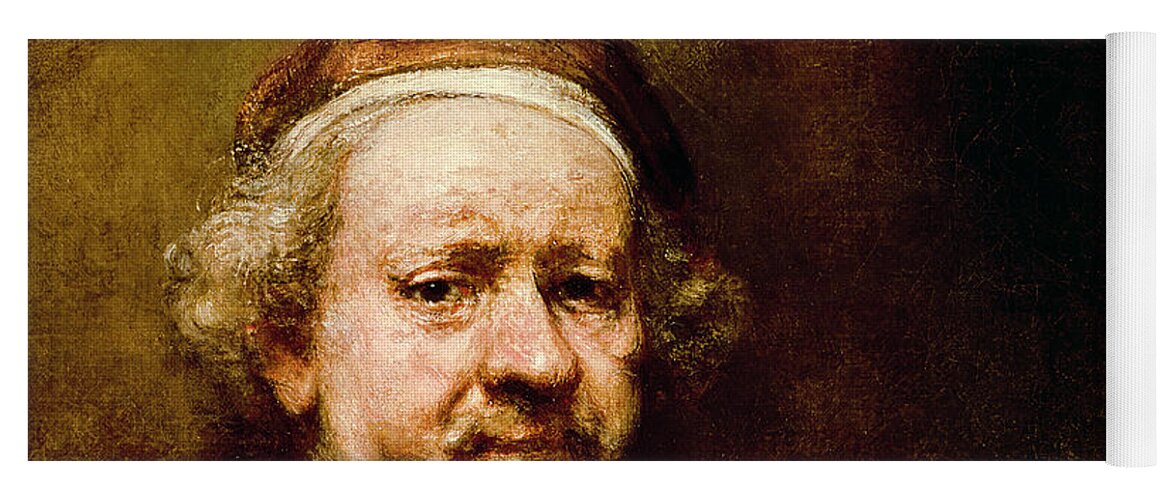 Rembrandt Yoga Mat featuring the painting Self Portrait In At The Age Of 63, 1669, Detail by Rembrandt Harmensz Van Rijn