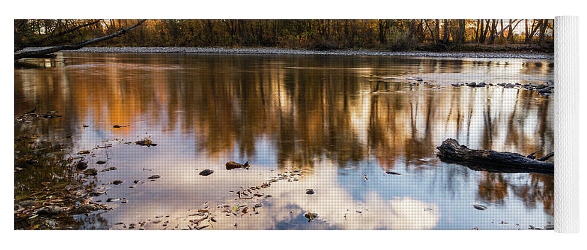 Boise River Yoga Mat featuring the photograph Serene autumn scene along Boise River by Vishwanath Bhat
