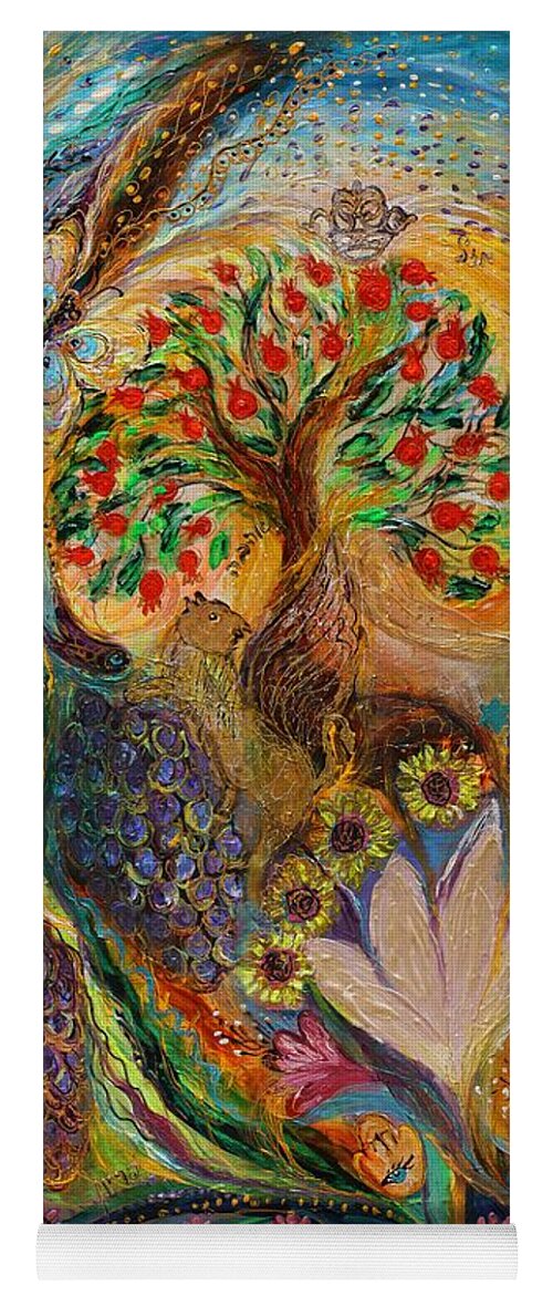 Jewish Art Yoga Mat featuring the painting Seven Spices of Holy Land IV by Elena Kotliarker