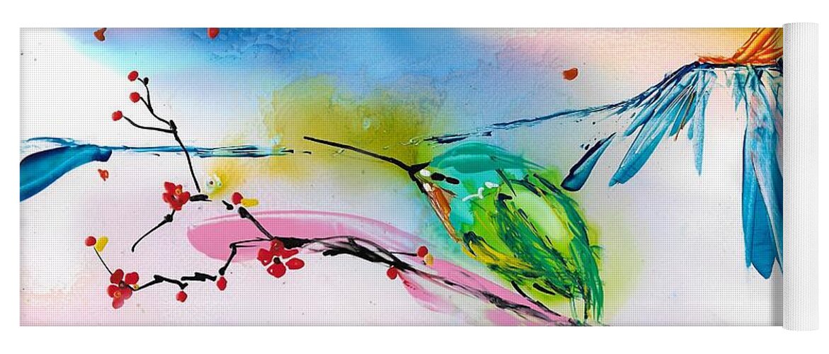 Hummingbird Yoga Mat featuring the painting She Is Fierce by Bonny Butler