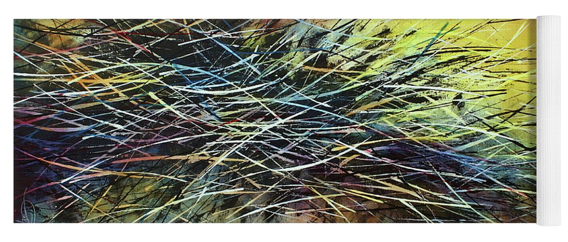 Abstract Yoga Mat featuring the painting Shifting by Michael Lang
