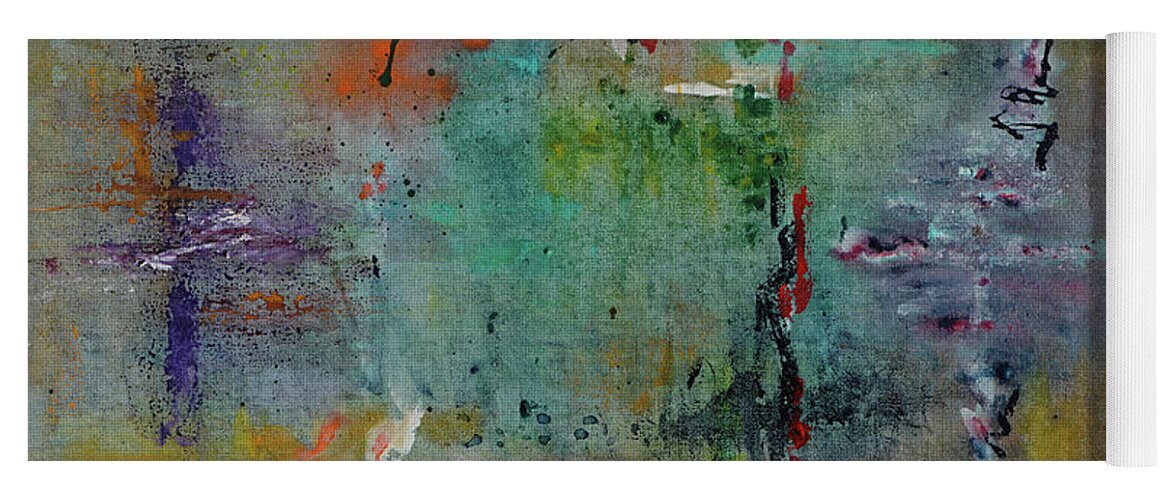 Abstract Yoga Mat featuring the painting Shimmering by Karen Fleschler