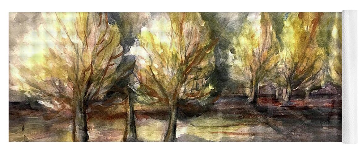 Impressionistic Floral Landscape Louisiana Watercolor Abstract Impressionism Water Bayou Lake Verret Blue Set Design Iris Abstract Painting Abstract Landscape Purple Trees Fishing Painting Bayou Scene Cypress Trees Swamp Bloom Elegant Flower Watercolor Coastal Bird Water Bird Interior Design Imaginative Landscape Oak Tree Louisiana Abstract Impressionism Set Design Fort Worth Texas Thefoyerbr Shoplocal Shopbr Shopbatonrouge Geauxlocal Gobr Brproud 225batonrouge Decoratebatonrouge Batonrougehomes Yoga Mat featuring the painting SideLight by Francelle Theriot