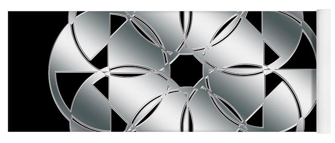 Silver Yoga Mat featuring the digital art Silver and Black 7 by Chuck Staley