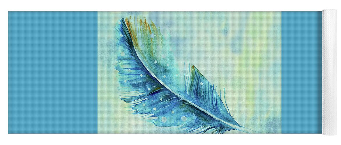 Single Shades Of Blue Feather Yoga Mat featuring the photograph Shades of Blue Feather by Sandi OReilly