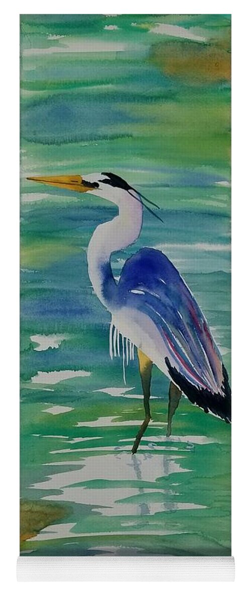 Blue Heron Yoga Mat featuring the painting Sir Blue by Ann Frederick