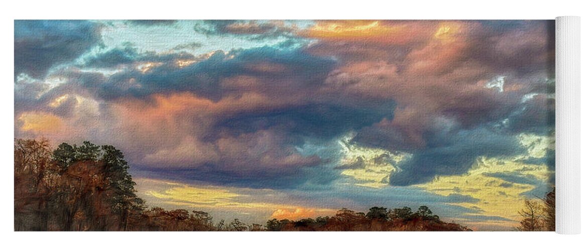 Sunset Yoga Mat featuring the photograph Skies A Glow by Kathy Baccari