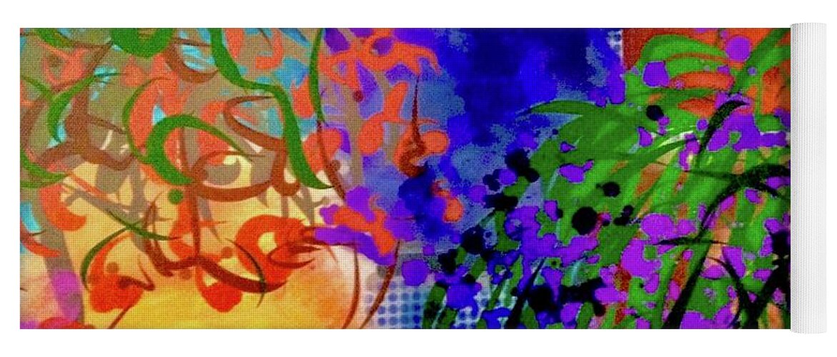Floral Yoga Mat featuring the digital art Slice of Flowermarket Square by Sherry Killam