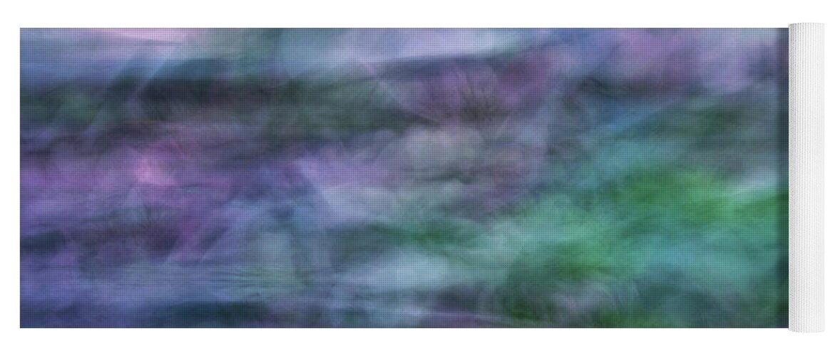 Abstract Yoga Mat featuring the photograph Soft flowing abstract background with purples, blues and green lines and shapes by Teri Virbickis