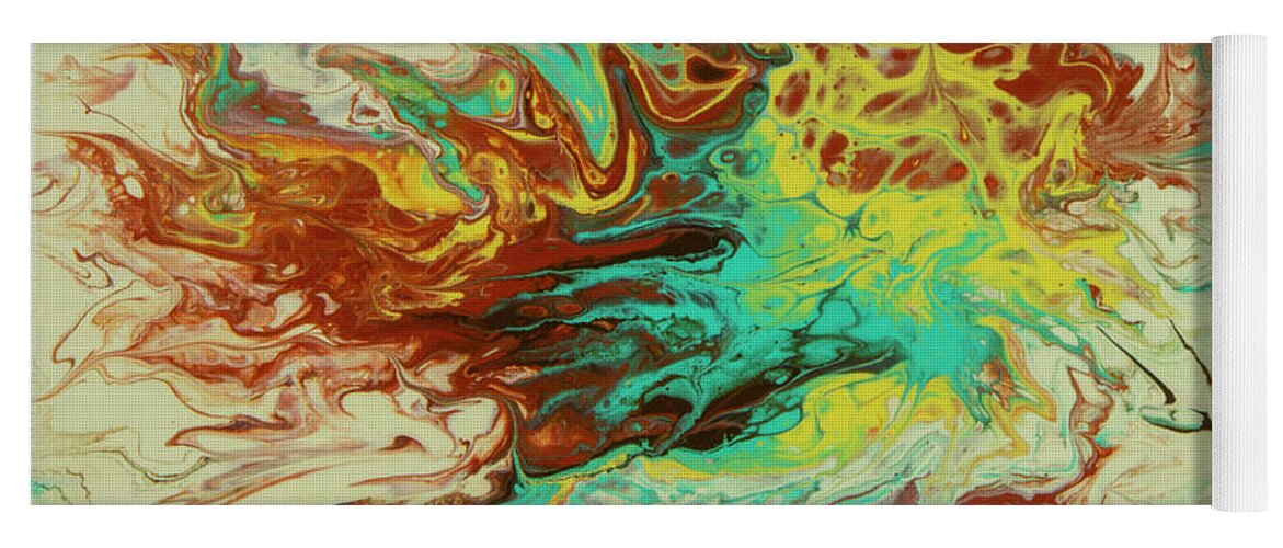 Poured Acrylic Yoga Mat featuring the painting Southwest Eddies by Lucy Arnold