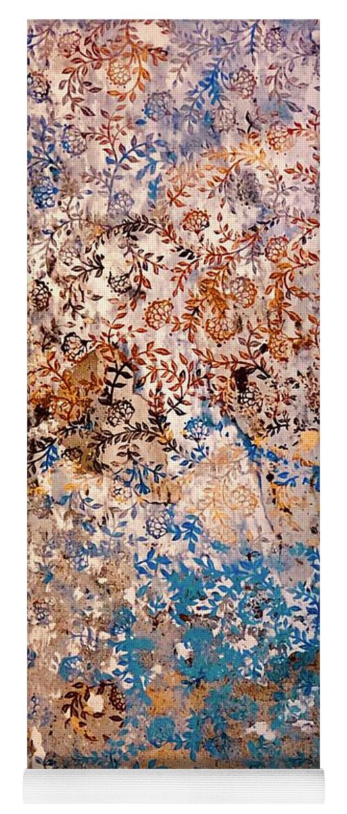 Abstract Mixed Media Yoga Mat featuring the mixed media Spanish Castle 4 by Michael Bobay
