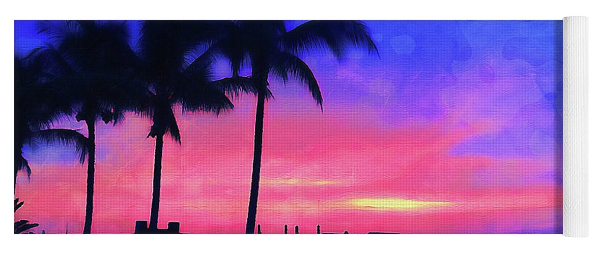 Pier Yoga Mat featuring the painting Spectacular Florida Sunset - 02 by AM FineArtPrints