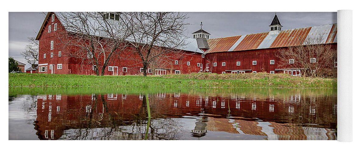 Barn Yoga Mat featuring the photograph Spring Barn Reflection Alternate by Tim Kirchoff