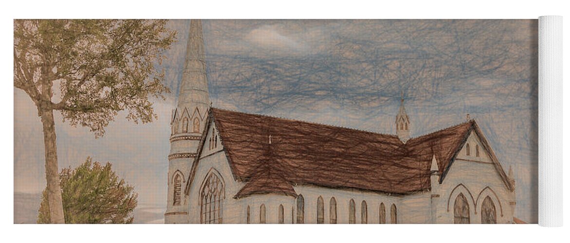 Parish Yoga Mat featuring the photograph St. Mary's of Indian River, Painterly by Marcy Wielfaert