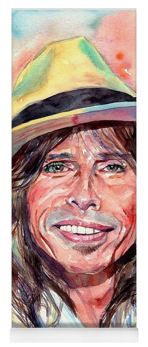 Steven Tyler Yoga Mat featuring the painting Steven Tyler Portrait by Suzann Sines