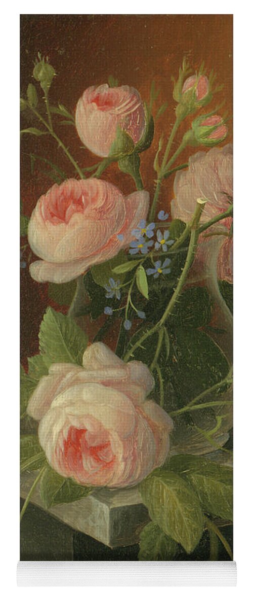 Still Yoga Mat featuring the painting Still Life with Roses, circa 1860 by Severin Roesen