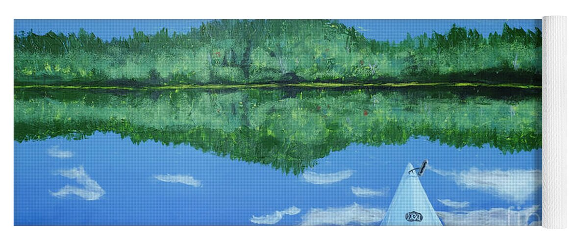 Kayak Yoga Mat featuring the painting Still Reflective by Laurel Best