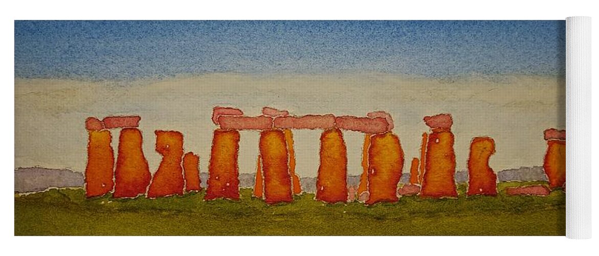Watercolor Yoga Mat featuring the painting Stones of Lore by John Klobucher