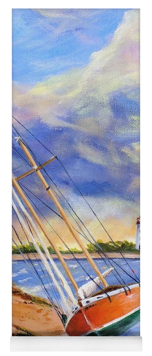 Storm Yoga Mat featuring the painting Storm Boat Beaching by Deborah Naves