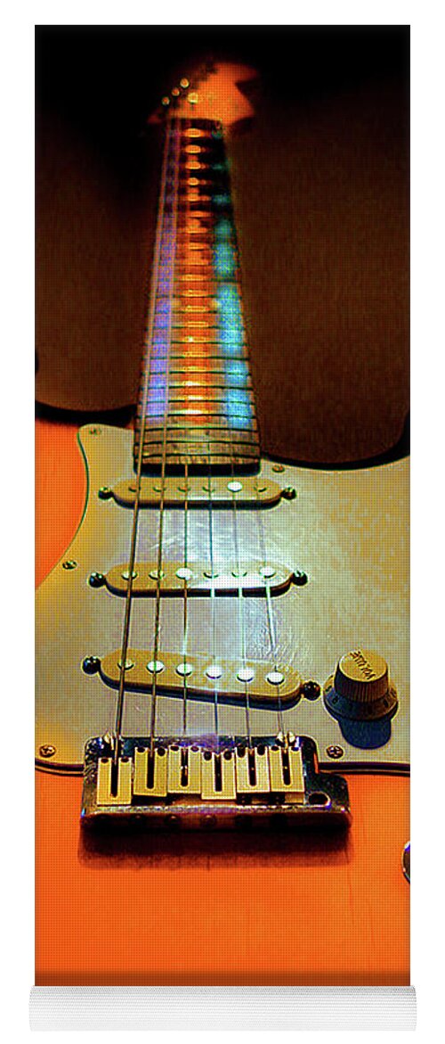 Guitar Yoga Mat featuring the digital art Stratocaster TriBurst Glow Neck Series by Guitarwacky Fine Art