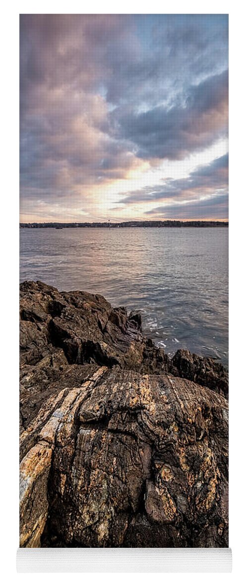 New Hampshire Yoga Mat featuring the photograph Striations. Leading Lines In The Rocks by Jeff Sinon