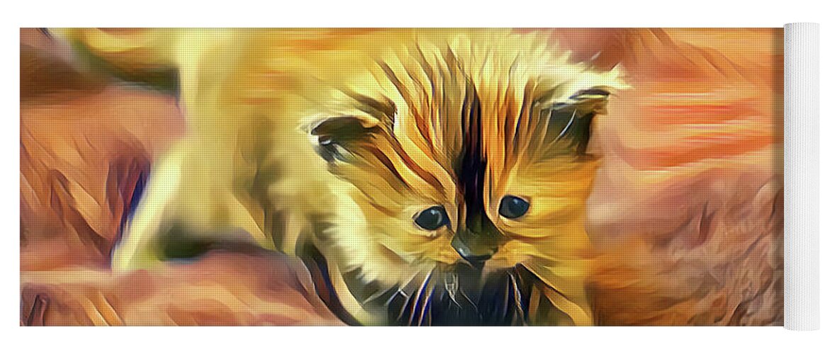 Kitten Yoga Mat featuring the digital art Striped Forehead Kitten by Don Northup