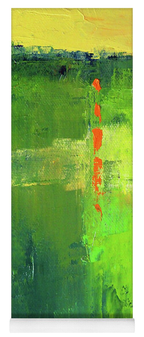 Green Abstract Yoga Mat featuring the painting Summer Green by Nancy Merkle