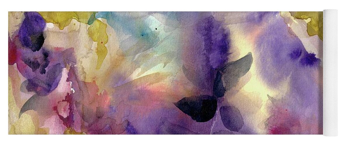 Beautiful Watercolor Abstract Impressionism Abstract Landscape Ethereal Water Set Design Abstract Painting Vibrant Color Interior Design Louisiana Artist Blooming 2121design Floral Louisiana Watercolor Abstract Impressionism Set Design Abstract Painting Vibrant Color Flowers Watercolor Painting Dining Room Girls Room Bouquet Blooming Yoga Mat featuring the painting Summer Who by Francelle Theriot