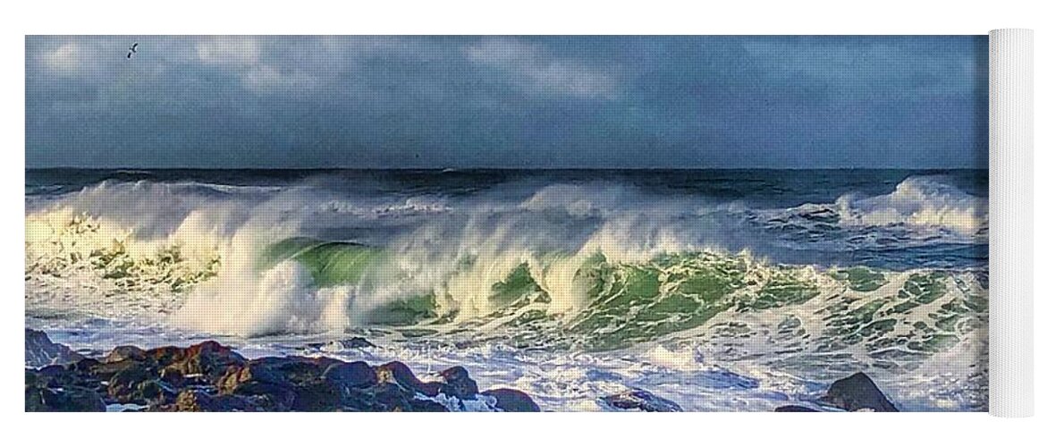 Winter Yoga Mat featuring the photograph Sunbreak Waves by Jeanette French