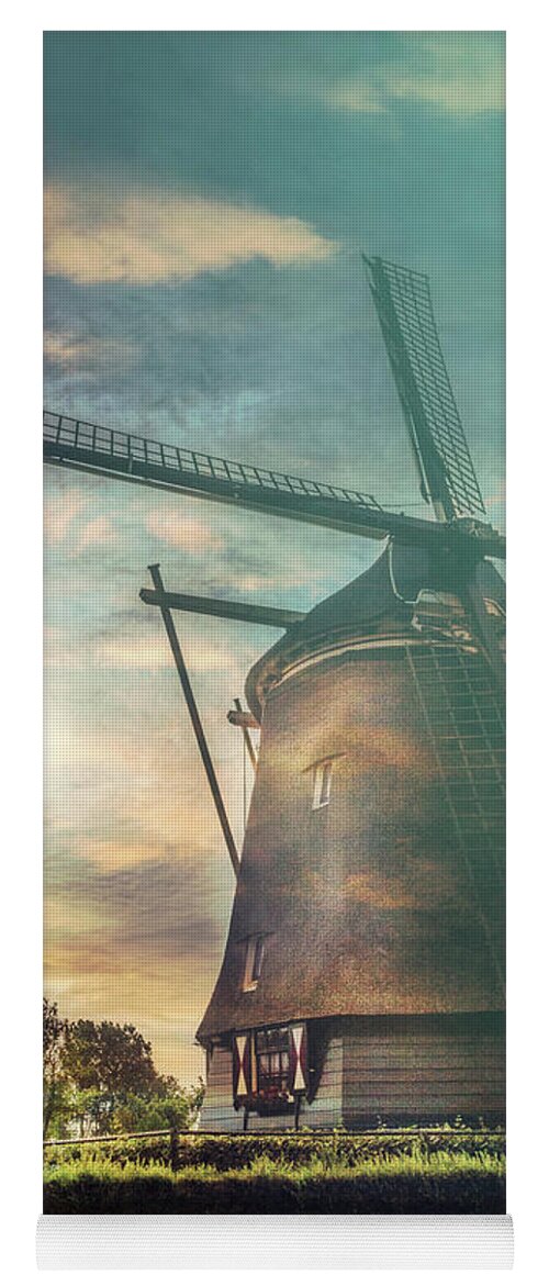 Clouds Yoga Mat featuring the photograph Sundown over Holland in the Mist by Debra and Dave Vanderlaan