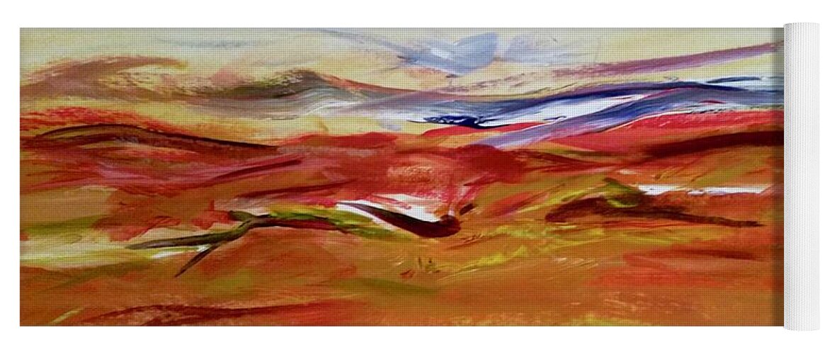 Painting Yoga Mat featuring the painting Sundown Over Red Hills by Alida M Haslett