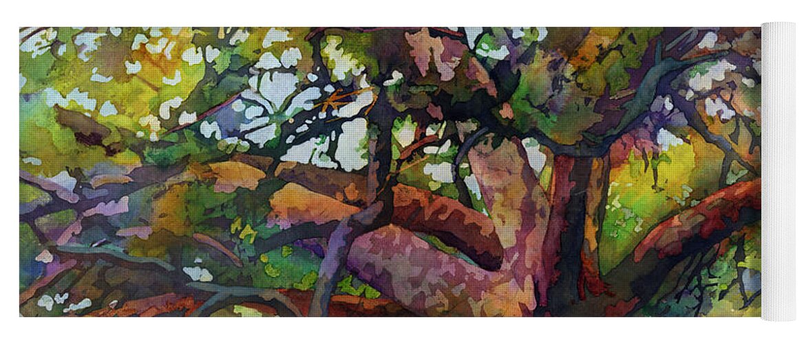 Oak Yoga Mat featuring the painting Sunlit Century Tree by Hailey E Herrera
