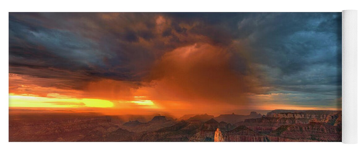 North America Yoga Mat featuring the photograph Sunrise Storm North Rim Grand Canyon Arizona by Dave Welling