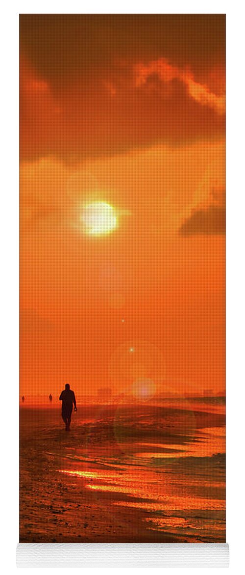 Sunrise Yoga Mat featuring the photograph Sunrise Walk on Sanibel Island by Jeff Breiman
