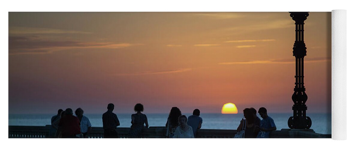 Romantic Yoga Mat featuring the photograph Sunset at Alameda Promenade Cadiz Spain by Pablo Avanzini