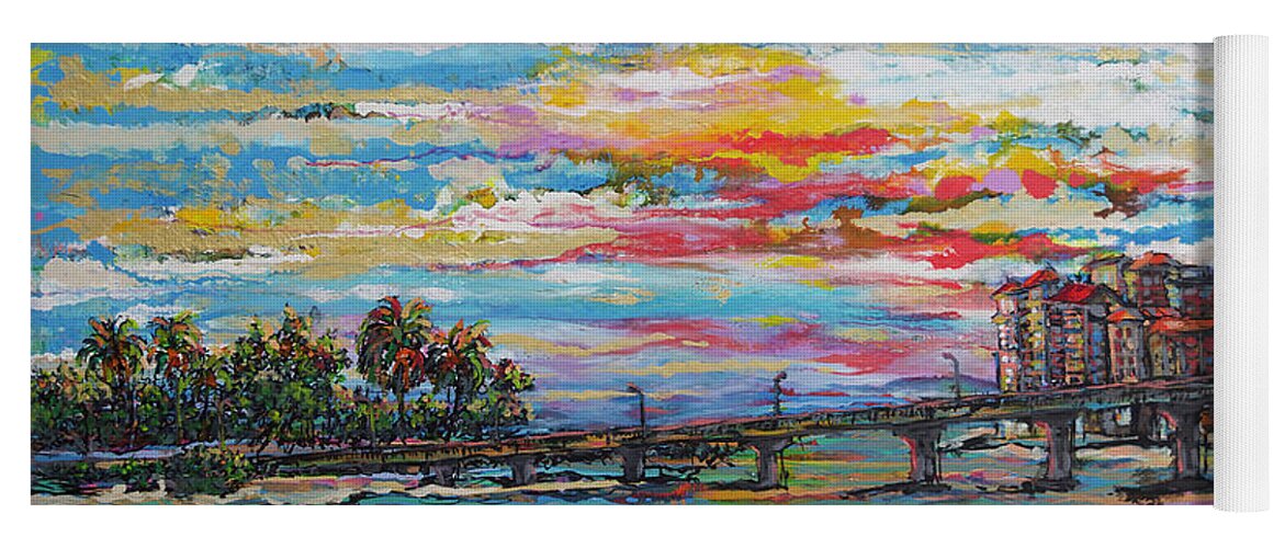 San Key Beach Yoga Mat featuring the painting Sunset at Sand Key by Jyotika Shroff